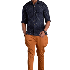 Navy Blue Hunting Style Cotton Printed Shirt Men Outdoor Adventure - Rugged Menswear | Jaipurio